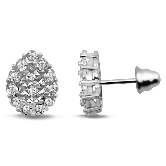 Cercei din aur alb si diamante 0.19ct