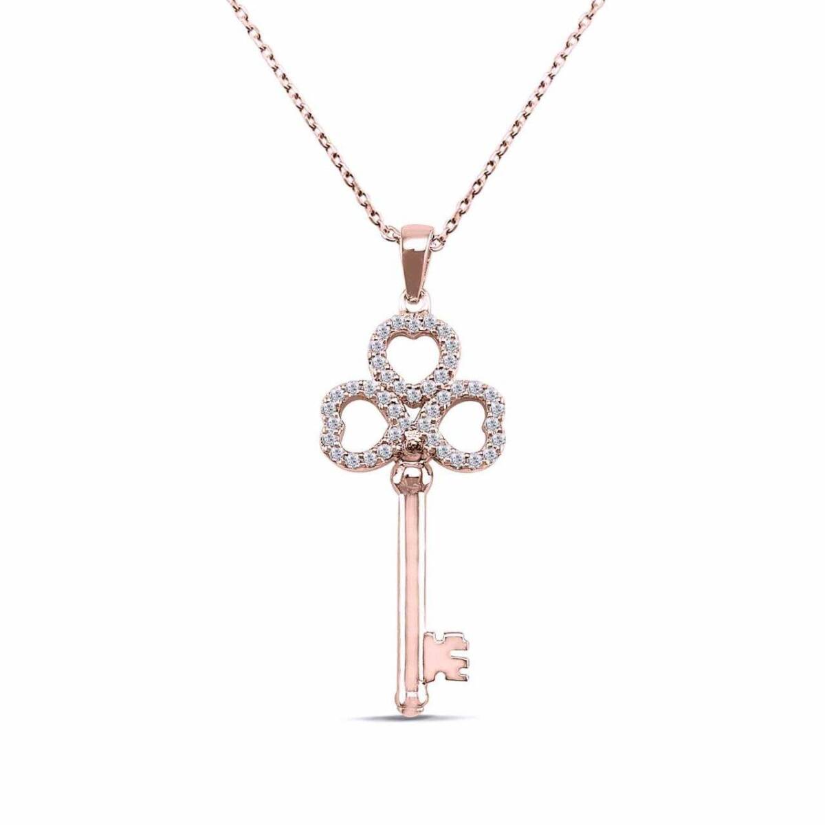 Colier Key din aur roz cu diamante de 0.11ct