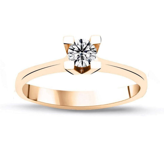 Inel Solitaire din aur roz cu diamante de 0.21ct