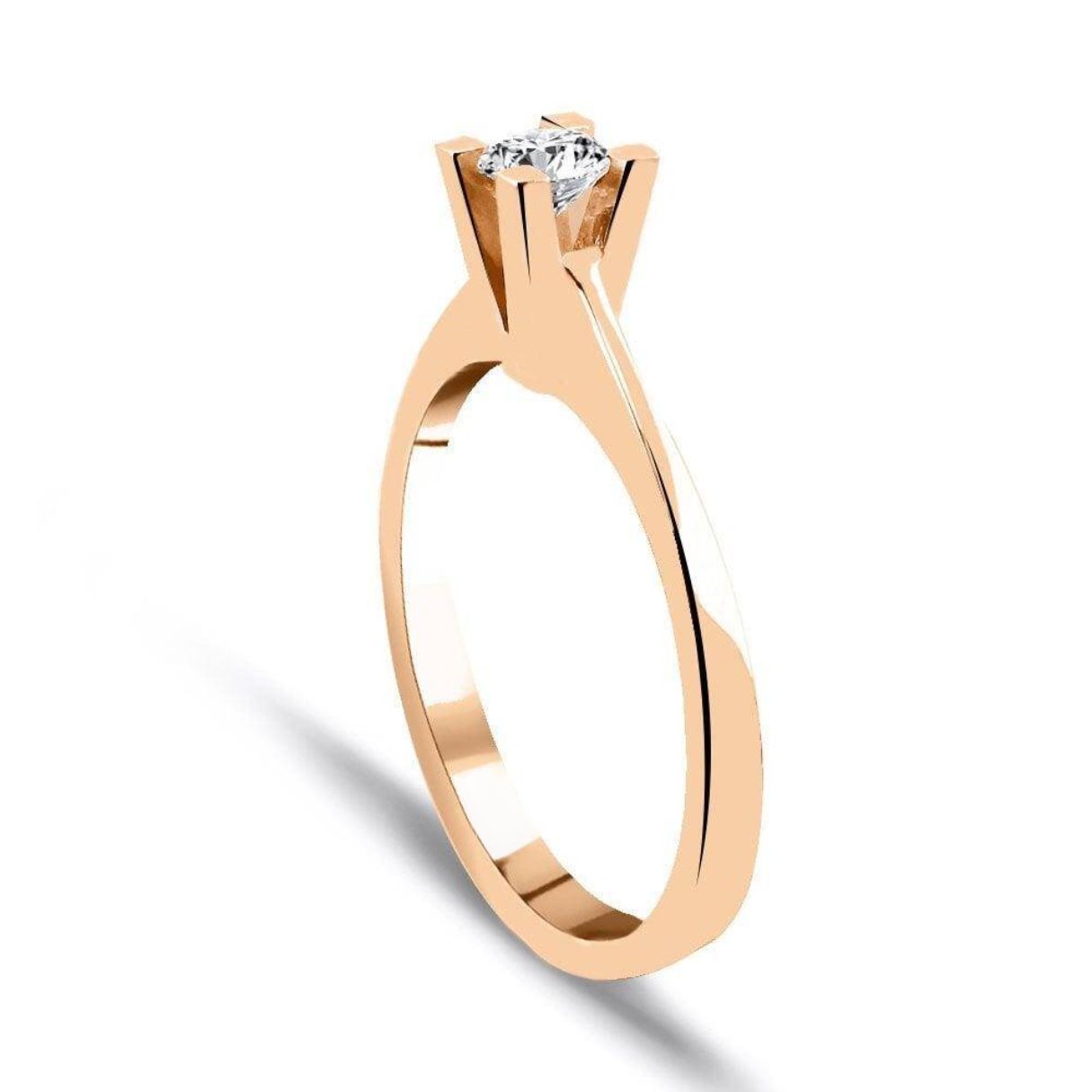 Inel Solitaire din aur roz cu diamante de 0.21ct